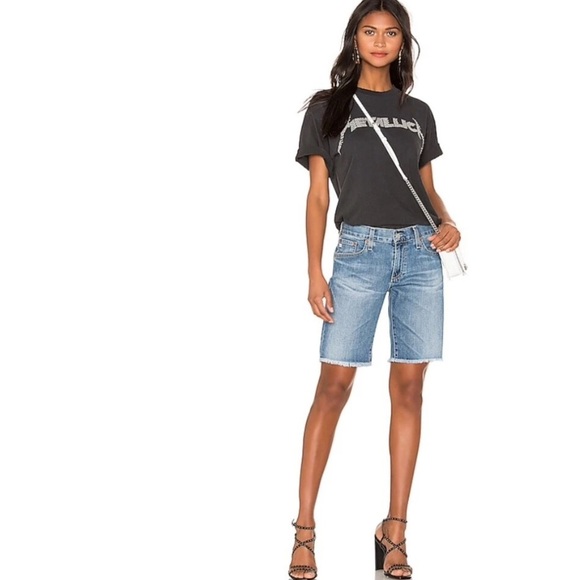 AG Adriano Goldschmied NIKKI Bermuda Shorts Womens Size 26 9” Inseam Raw Cut Hem - Picture 1 of 12